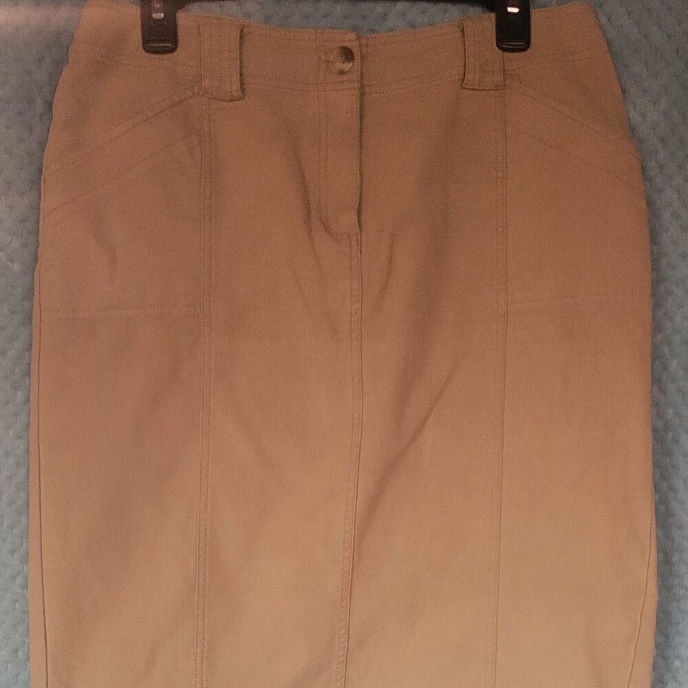 Izaac Mizrahi Tan Cotton Canvas Skirt - Size 10 - Picture 7 of 7